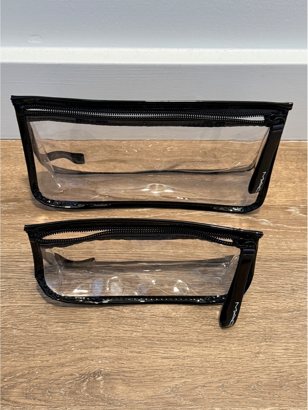 MAC Clear Black Trim Makeup Toiletry Bags Set of 2